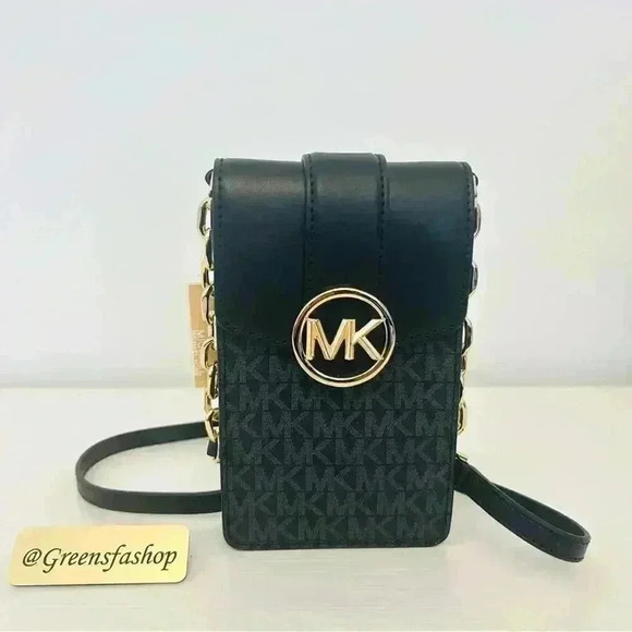 Michael Kors Handbags - Michael Kors Purse Carmen Phone Crossbody Bag Black Signature